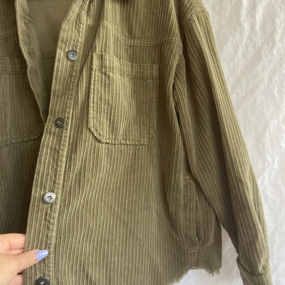 ZARA Ribbed Corduroy Button Down Jacket Green Size Small - Picture 6 of 13